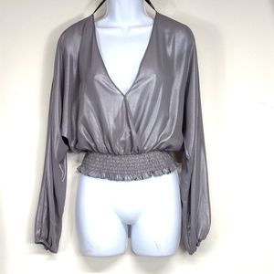 New Forever 21 Silver long sleeved blouse